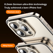 Load image into Gallery viewer, Titanium steel frame transparent case for iPhone