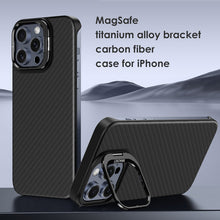 Load image into Gallery viewer, MagSafe titanium alloy bracket carbon fiber case for iPhone