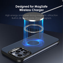 Load image into Gallery viewer, MagSafe titanium alloy bracket carbon fiber case for iPhone
