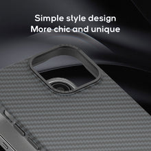 Load image into Gallery viewer, Metal camera frame carbon fiber skin friendly case for iPhone