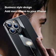 Load image into Gallery viewer, Light luxury cowhide carbon fiber texture case for iPhone