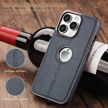 Load image into Gallery viewer, Electroplated frame business leather simple case for iPhone