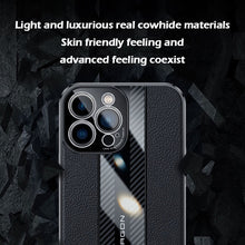Load image into Gallery viewer, Light luxury cowhide carbon fiber texture case for iPhone