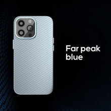 Load image into Gallery viewer, Metal camera frame carbon fiber skin friendly case for iPhone
