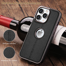 Load image into Gallery viewer, Electroplated frame business leather simple case for iPhone