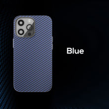 Load image into Gallery viewer, Metal camera frame carbon fiber skin friendly case for iPhone