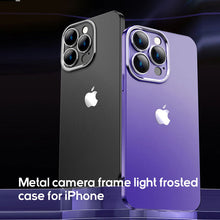 Load image into Gallery viewer, Metal camera frame light frosted case for iPhone
