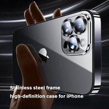 Load image into Gallery viewer, Ultra thin titanium alloy frame HD crystal backplate case for iPhone
