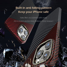 Load image into Gallery viewer, Metal ring carbon fiber case for iPhone

