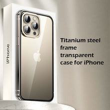 Load image into Gallery viewer, Titanium steel frame transparent case for iPhone
