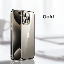 Load image into Gallery viewer, Titanium steel frame transparent case for iPhone

