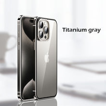 Load image into Gallery viewer, Titanium steel frame transparent case for iPhone
