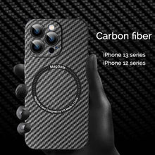 Load image into Gallery viewer, MagSafe light and thin carbon fiber textured case for iPhone 12-13 series
