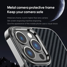 Load image into Gallery viewer, MagSafe ultra thin electroplated frame carbon fiber case for iPhone

