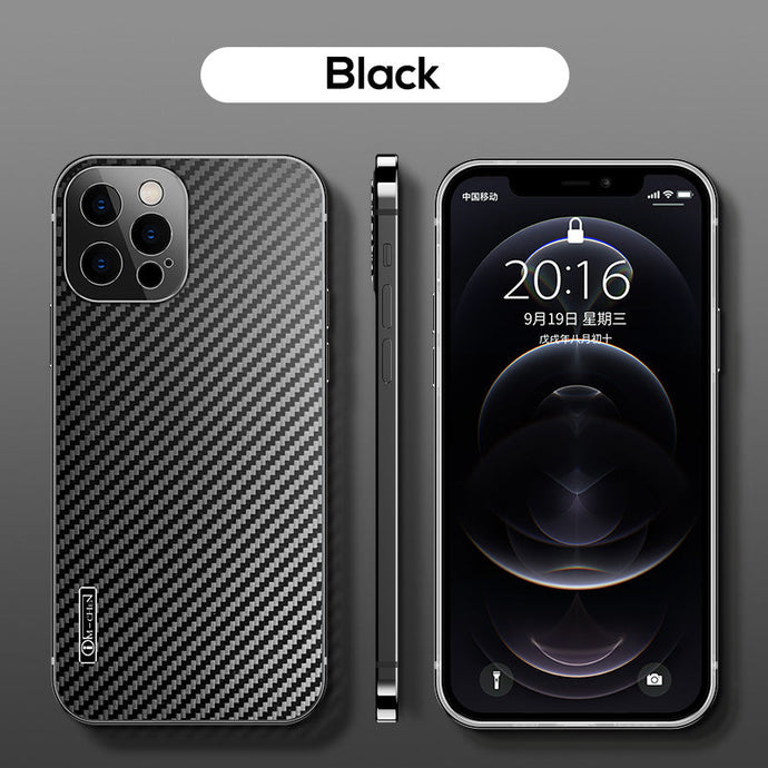Metal frame width carbon fiber case for iPhone