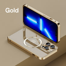 Load image into Gallery viewer, Metal frame transparent constant yellow MagSafe case for iPhone
