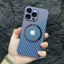 Load image into Gallery viewer, MagSafe borderless carbon fiber textured case for iPhone
