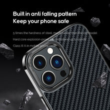 Load image into Gallery viewer, MagSafe ultra thin electroplated frame carbon fiber case for iPhone
