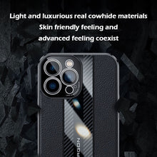 Load image into Gallery viewer, Light luxury cowhide carbon fiber texture case for iPhone
