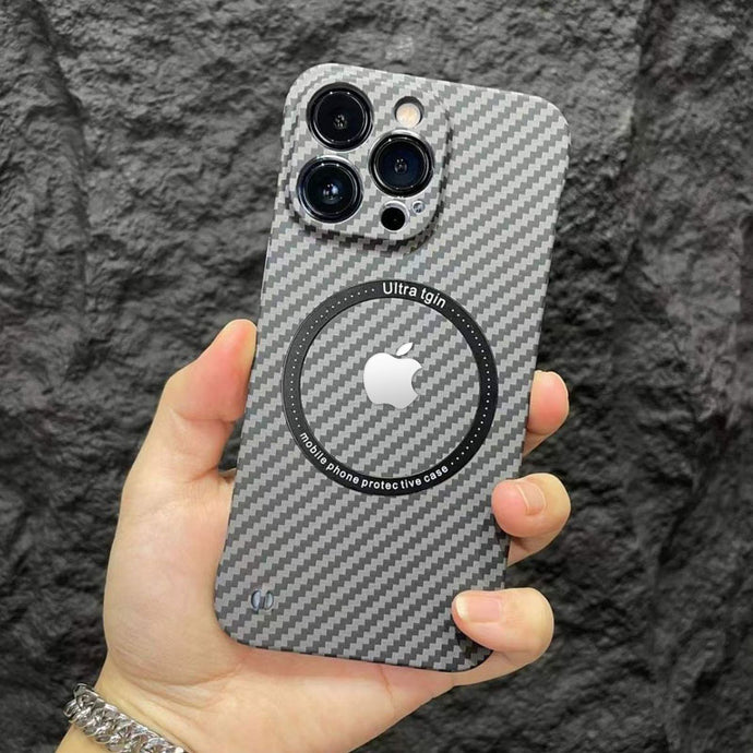 MagSafe borderless carbon fiber textured case for iPhone