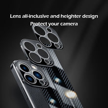 Load image into Gallery viewer, Light luxury cowhide carbon fiber texture case for iPhone
