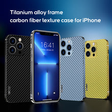 Load image into Gallery viewer, Titanium alloy frame and carbon fiber back panel case for iPhone
